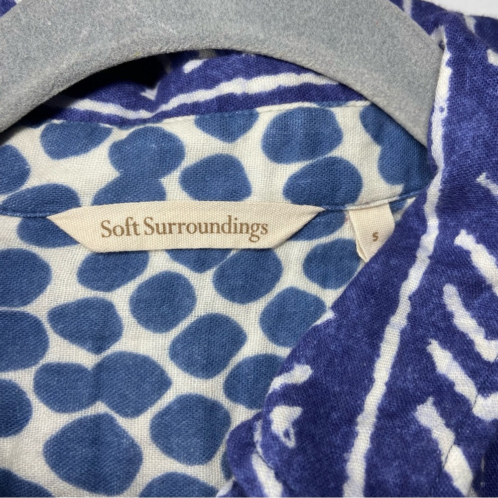 Soft Surroundings Blue and White Long Sleeve Shirt Dress - Picture 7 of 8